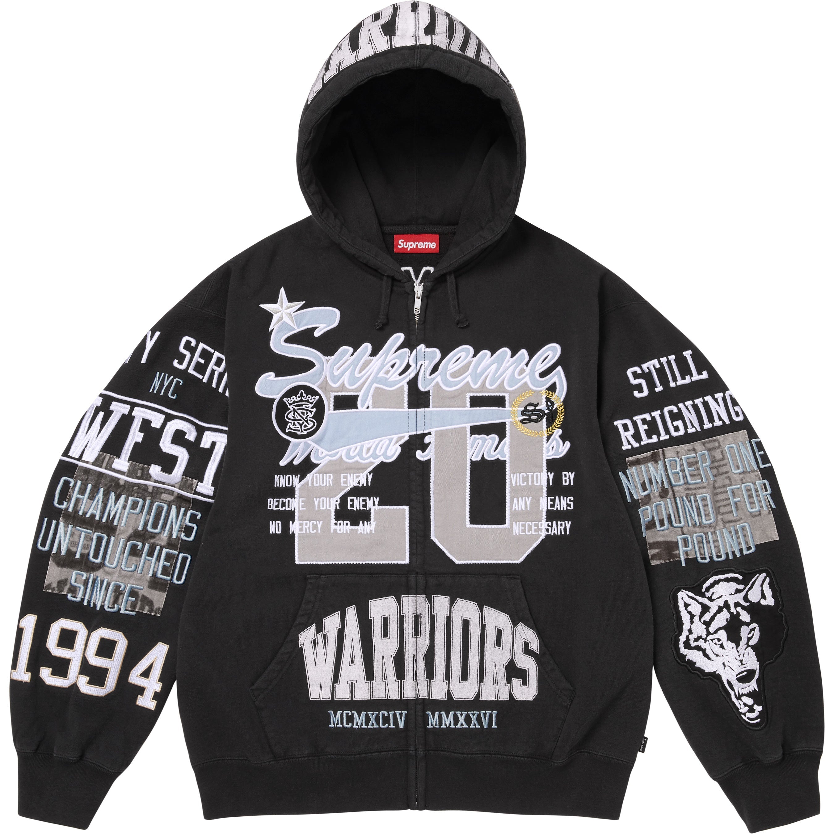 Warriors Appliqué Zip Up Hooded Sweatshirt view 15